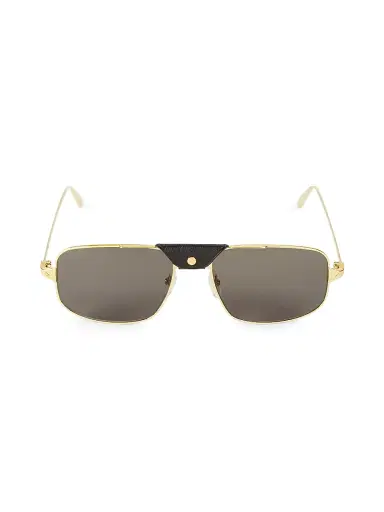 Cartier Men's 60MM Square Browline Sunglasses - Gold | Thumbnail 1 Cartier Men's 60MM Square Browline Sunglasses - Gold | Thumbnail 1