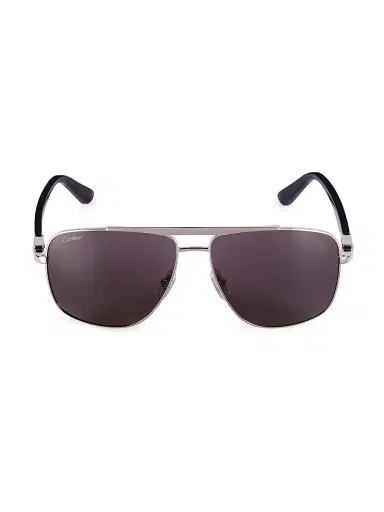 Cartier Men's C Décor Signature 58MM Platinum Navigator Sunglasses - Silver | Thumbnail 2 Cartier Men's C Décor Signature 58MM Platinum Navigator Sunglasses - Silver | Thumbnail 2
