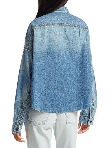 R13 Women's Cropped Denim Shirt - Brindley - Size Large | Thumbnail 5 R13 Women's Cropped Denim Shirt - Brindley - Size Large | Thumbnail 5