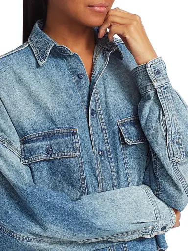 R13 Women's Cropped Denim Shirt - Brindley - Size Large | Thumbnail 6 R13 Women's Cropped Denim Shirt - Brindley - Size Large | Thumbnail 6