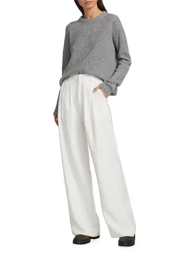 Jenni Kayne Women's Cashmere Fisherman Sweater - Heather Grey | Thumbnail 2 Jenni Kayne Women's Cashmere Fisherman Sweater - Heather Grey | Thumbnail 2