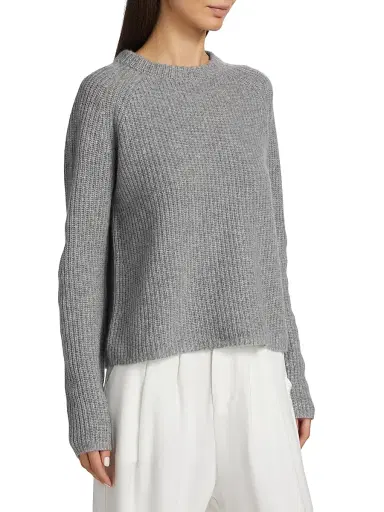 Jenni Kayne Women's Cashmere Fisherman Sweater - Heather Grey | Thumbnail 4 Jenni Kayne Women's Cashmere Fisherman Sweater - Heather Grey | Thumbnail 4