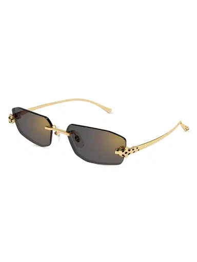 Cartier Women's Panthère Classic 56MM 24K-Gold-Plated Metal Rimless Geometric Sunglasses - Gold Black | Thumbnail 2 Cartier Women's Panthère Classic 56MM 24K-Gold-Plated Metal Rimless Geometric Sunglasses - Gold Black | Thumbnail 2