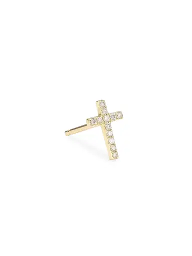Sydney Evan Women's Diamond & 14K Yellow Gold Cross Single Stud Earring - Gold | Thumbnail 1 Sydney Evan Women's Diamond & 14K Yellow Gold Cross Single Stud Earring - Gold | Thumbnail 1