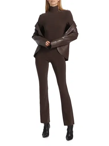 Norma Kamali Women's High-Waisted Boot-Cut Pants - Chocolate | Thumbnail 2 Norma Kamali Women's High-Waisted Boot-Cut Pants - Chocolate | Thumbnail 2
