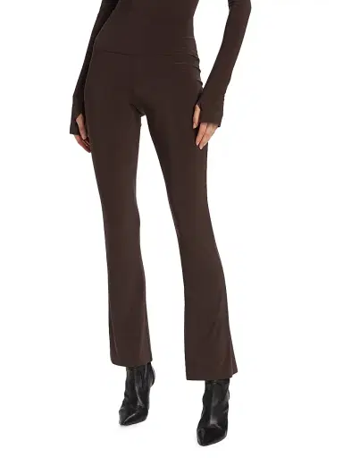 Norma Kamali Women's High-Waisted Boot-Cut Pants - Chocolate | Thumbnail 3 Norma Kamali Women's High-Waisted Boot-Cut Pants - Chocolate | Thumbnail 3