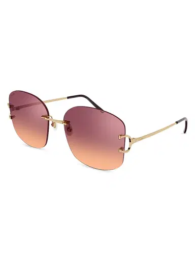 Cartier Women's Signature C 60MM Square Sunglasses - Gold | Thumbnail 1 Cartier Women's Signature C 60MM Square Sunglasses - Gold | Thumbnail 1