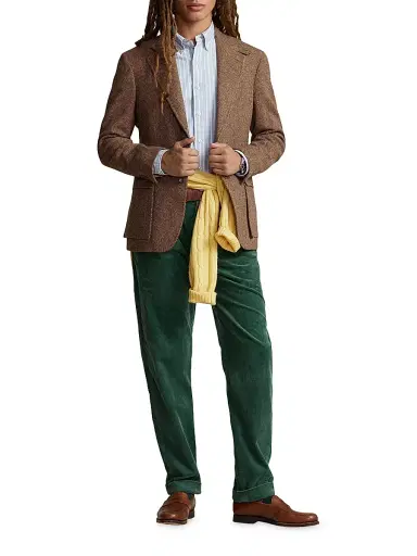 Polo Ralph Lauren Men's RL67 Herringbone Wool Two-Button Sport Coat - Brown And Camel | Thumbnail 2 Polo Ralph Lauren Men's RL67 Herringbone Wool Two-Button Sport Coat - Brown And Camel | Thumbnail 2