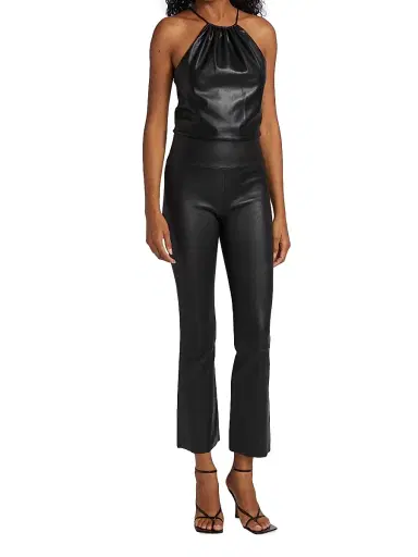 Sprwmn Women's Leather Flare Ankle Leggings | Thumbnail 2 Sprwmn Women's Leather Flare Ankle Leggings | Thumbnail 2