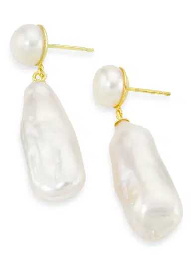 Shashi Women's Romy 14K Gold-Plated & Freshwater Pearl Drop Earrings - Pearl | Thumbnail 2 Shashi Women's Romy 14K Gold-Plated & Freshwater Pearl Drop Earrings - Pearl | Thumbnail 2