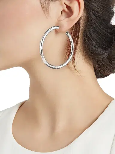 Ippolita Women's Classico Sterling Silver Hammered Hoop Earrings - Silver | Thumbnail 2 Ippolita Women's Classico Sterling Silver Hammered Hoop Earrings - Silver | Thumbnail 2