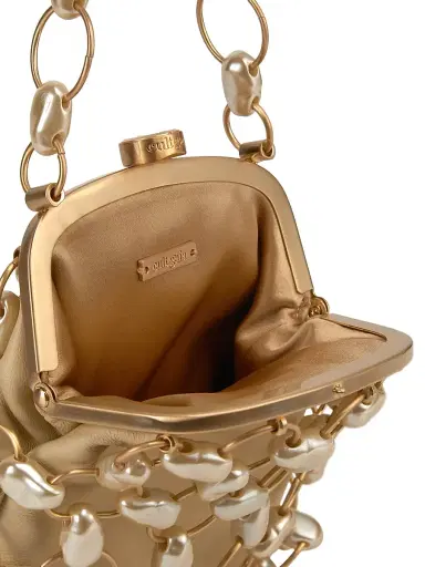 Cult Gaia Women's Brielle Imitation Pearl-Embellished Leather Wristlet - Champagne Pearl | Thumbnail 4 Cult Gaia Women's Brielle Imitation Pearl-Embellished Leather Wristlet - Champagne Pearl | Thumbnail 4