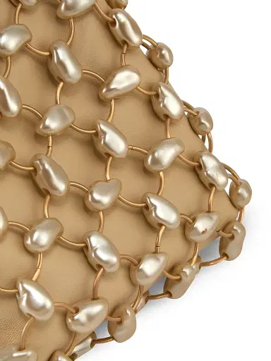 Cult Gaia Women's Brielle Imitation Pearl-Embellished Leather Wristlet - Champagne Pearl | Thumbnail 5 Cult Gaia Women's Brielle Imitation Pearl-Embellished Leather Wristlet - Champagne Pearl | Thumbnail 5