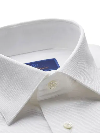 David Donahue Men's Trim-Fit Horizontal Rib Formal Shirt - White | Thumbnail 2 David Donahue Men's Trim-Fit Horizontal Rib Formal Shirt - White | Thumbnail 2