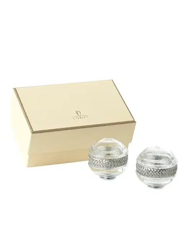 L'Objet Two-Piece Braid-On-Crystal Shaker Set - Platinum | Thumbnail 1 L'Objet Two-Piece Braid-On-Crystal Shaker Set - Platinum | Thumbnail 1