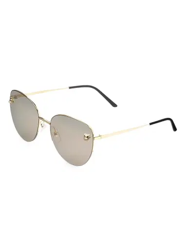 Cartier Women's Panthère De 59MM Mirrored Cat-Eye Sunglasses - Smooth Gold | Thumbnail 2 Cartier Women's Panthère De 59MM Mirrored Cat-Eye Sunglasses - Smooth Gold | Thumbnail 2