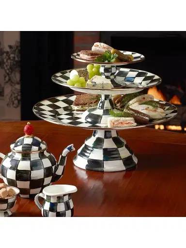 MacKenzie-Childs Courtly Check Enamel Pedestal Platter | Thumbnail 2 MacKenzie-Childs Courtly Check Enamel Pedestal Platter | Thumbnail 2