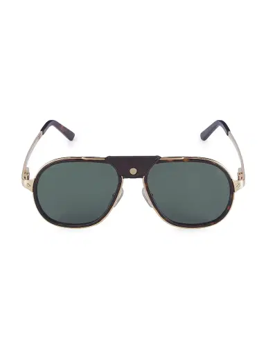 Cartier Men's Core Range 57MM Aviator Sunglasses - Havana Gold Green | Thumbnail 2 Cartier Men's Core Range 57MM Aviator Sunglasses - Havana Gold Green | Thumbnail 2
