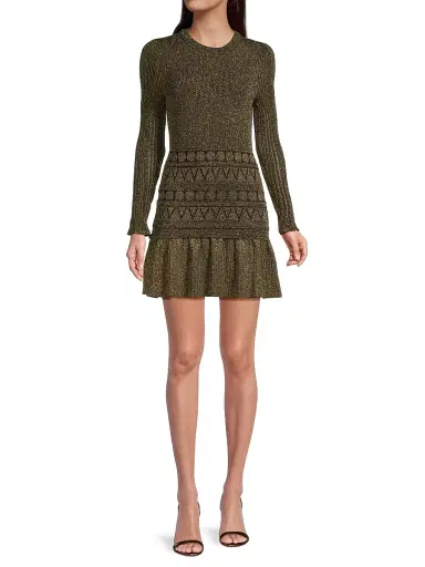 Milly Women's Solene Metallic Ruffle Minidress - Gold | Thumbnail 2 Milly Women's Solene Metallic Ruffle Minidress - Gold | Thumbnail 2