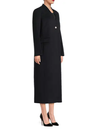 Milly Women's Faux Fur Collar Wool-Blend Coat - Navy | Thumbnail 4 Milly Women's Faux Fur Collar Wool-Blend Coat - Navy | Thumbnail 4