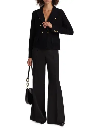 Milly Women's Kimmie Textured Knit Blazer - Black | Thumbnail 2 Milly Women's Kimmie Textured Knit Blazer - Black | Thumbnail 2