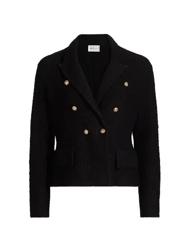 Milly Women's Kimmie Textured Knit Blazer - Black | Thumbnail 1 Milly Women's Kimmie Textured Knit Blazer - Black | Thumbnail 1