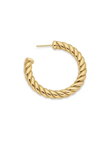 David Yurman Women's Sculpted Cable Hoop Earrings in 18K Yellow Gold, 40MM - Gold | Thumbnail 3 David Yurman Women's Sculpted Cable Hoop Earrings in 18K Yellow Gold, 40MM - Gold | Thumbnail 3