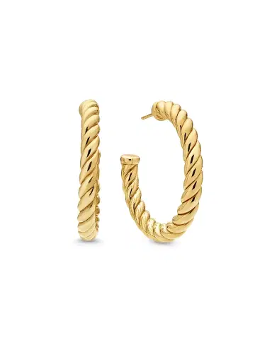 David Yurman Women's Sculpted Cable Hoop Earrings in 18K Yellow Gold, 40MM - Gold | Thumbnail 1 David Yurman Women's Sculpted Cable Hoop Earrings in 18K Yellow Gold, 40MM - Gold | Thumbnail 1