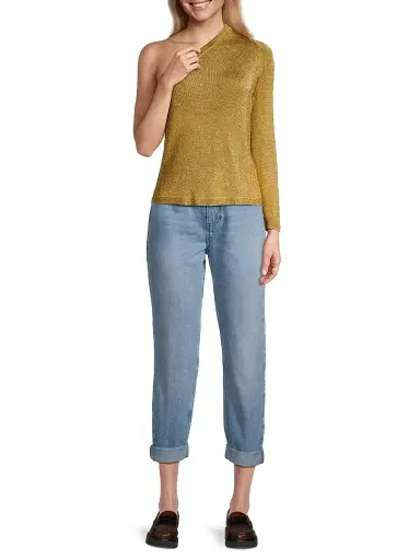 Milly Women's Metallic Knit One-Shoulder Top - Gold | Thumbnail 2 Milly Women's Metallic Knit One-Shoulder Top - Gold | Thumbnail 2
