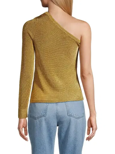Milly Women's Metallic Knit One-Shoulder Top - Gold | Thumbnail 5 Milly Women's Metallic Knit One-Shoulder Top - Gold | Thumbnail 5