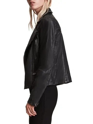 AllSaints Women's Cargo Leather Biker Jacket - Black Grey - Size 2 | Thumbnail 4 AllSaints Women's Cargo Leather Biker Jacket - Black Grey - Size 2 | Thumbnail 4