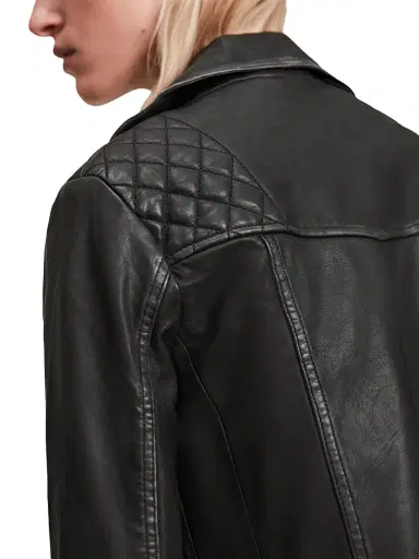 AllSaints Women's Cargo Leather Biker Jacket - Black Grey - Size 2 | Thumbnail 7 AllSaints Women's Cargo Leather Biker Jacket - Black Grey - Size 2 | Thumbnail 7