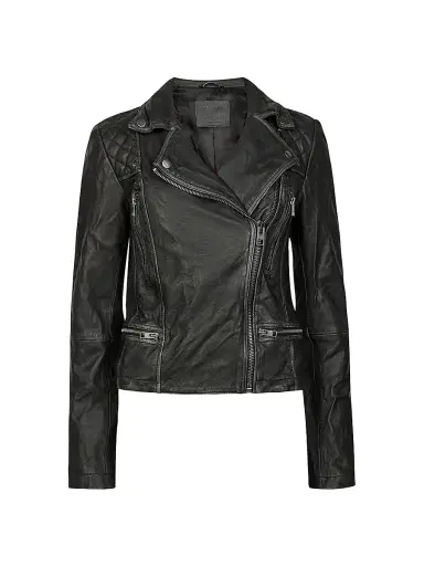 AllSaints Women's Cargo Leather Biker Jacket - Black Grey - Size 2 | Thumbnail 1 AllSaints Women's Cargo Leather Biker Jacket - Black Grey - Size 2 | Thumbnail 1