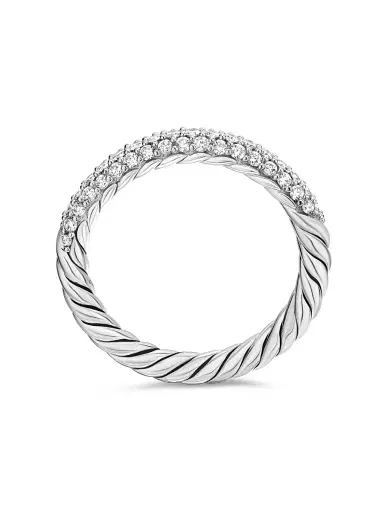 David Yurman Women's Petite Pavé Stack Ring with Diamonds - Sterling Silver | Thumbnail 4 David Yurman Women's Petite Pavé Stack Ring with Diamonds - Sterling Silver | Thumbnail 4