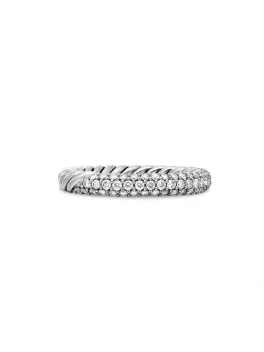 David Yurman Women's Petite Pavé Stack Ring with Diamonds - Sterling Silver | Thumbnail 1 David Yurman Women's Petite Pavé Stack Ring with Diamonds - Sterling Silver | Thumbnail 1