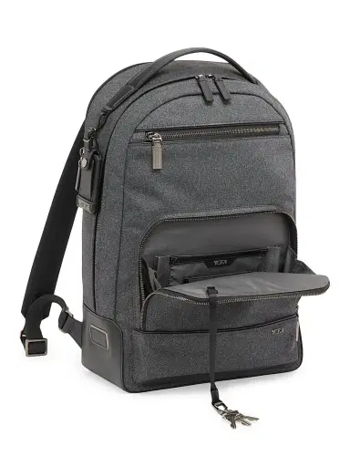 TUMI Men's Harrison Warren Nylon & Leather Backpack - Dark Charcoal | Thumbnail 3 TUMI Men's Harrison Warren Nylon & Leather Backpack - Dark Charcoal | Thumbnail 3