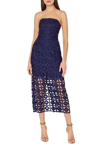 Milly Women's Kait Strapless Tiled Lace Midi-Dress | Thumbnail 2 Milly Women's Kait Strapless Tiled Lace Midi-Dress | Thumbnail 2