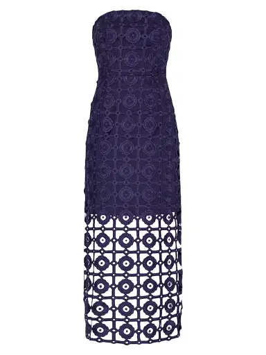Milly Women's Kait Strapless Tiled Lace Midi-Dress | Thumbnail 1 Milly Women's Kait Strapless Tiled Lace Midi-Dress | Thumbnail 1