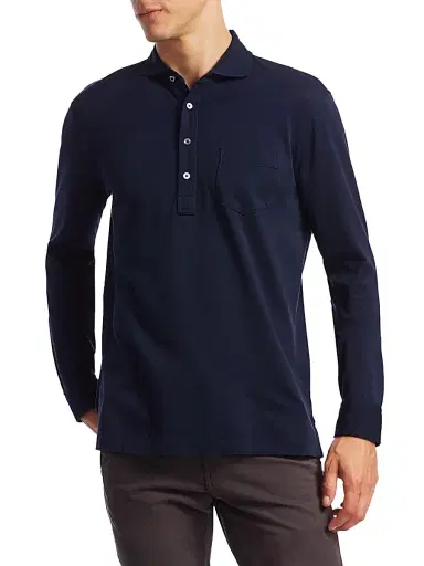 Ralph Lauren Purple Label Men's Washed Non-Logo Long Sleeve Polo - White | Thumbnail 3 Ralph Lauren Purple Label Men's Washed Non-Logo Long Sleeve Polo - White | Thumbnail 3