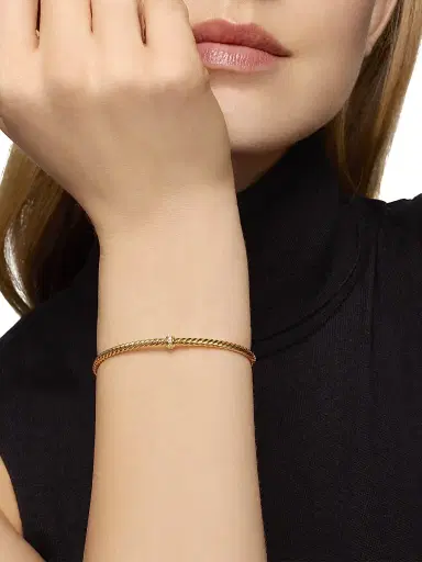 David Yurman Women's Cable 18K Gold & Diamond Station Cuff Bracelet - Gold | Thumbnail 3 David Yurman Women's Cable 18K Gold & Diamond Station Cuff Bracelet - Gold | Thumbnail 3