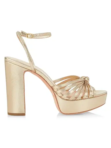 Loeffler Randall Women's Rivka 120MM Metallic Leather Knot Platform Sandals - Champagne - Size 12 | Thumbnail 1 Loeffler Randall Women's Rivka 120MM Metallic Leather Knot Platform Sandals - Champagne - Size 12 | Thumbnail 1