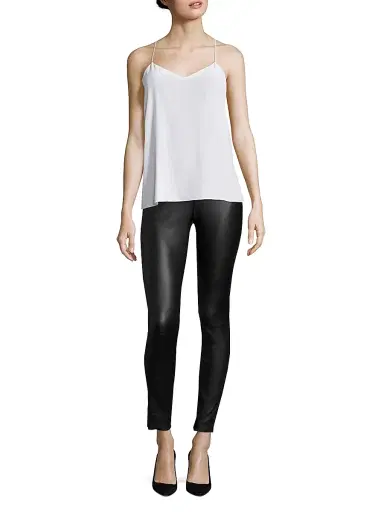 ALICE + OLIVIA Women's Front-Zip Leather Leggings - Black | Thumbnail 2 ALICE + OLIVIA Women's Front-Zip Leather Leggings - Black | Thumbnail 2