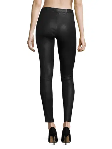 ALICE + OLIVIA Women's Front-Zip Leather Leggings - Black | Thumbnail 4 ALICE + OLIVIA Women's Front-Zip Leather Leggings - Black | Thumbnail 4