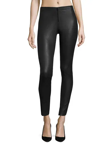 ALICE + OLIVIA Women's Front-Zip Leather Leggings - Black | Thumbnail 1 ALICE + OLIVIA Women's Front-Zip Leather Leggings - Black | Thumbnail 1