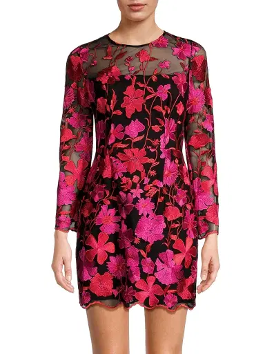 Milly Women's Scottie Floral Mesh Mini Dress - Pink Multi | Thumbnail 3 Milly Women's Scottie Floral Mesh Mini Dress - Pink Multi | Thumbnail 3