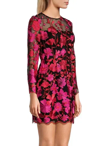 Milly Women's Scottie Floral Mesh Mini Dress - Pink Multi | Thumbnail 4 Milly Women's Scottie Floral Mesh Mini Dress - Pink Multi | Thumbnail 4