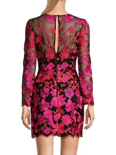 Milly Women's Scottie Floral Mesh Mini Dress - Pink Multi | Thumbnail 5 Milly Women's Scottie Floral Mesh Mini Dress - Pink Multi | Thumbnail 5