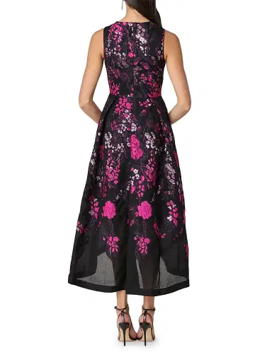 Shoshanna Women's Daniela Floral Midi-Dress - Fuchsia Jet | Thumbnail 3 Shoshanna Women's Daniela Floral Midi-Dress - Fuchsia Jet | Thumbnail 3