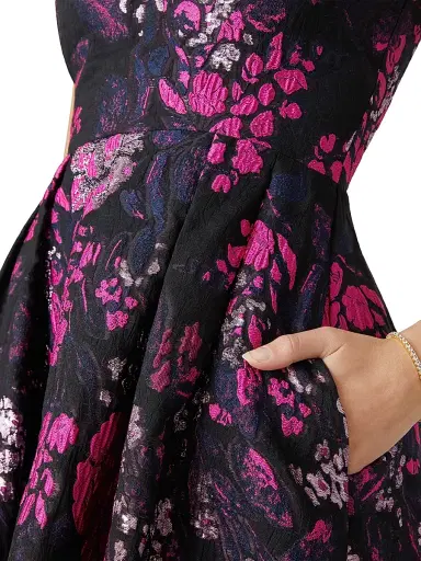 Shoshanna Women's Daniela Floral Midi-Dress - Fuchsia Jet | Thumbnail 4 Shoshanna Women's Daniela Floral Midi-Dress - Fuchsia Jet | Thumbnail 4