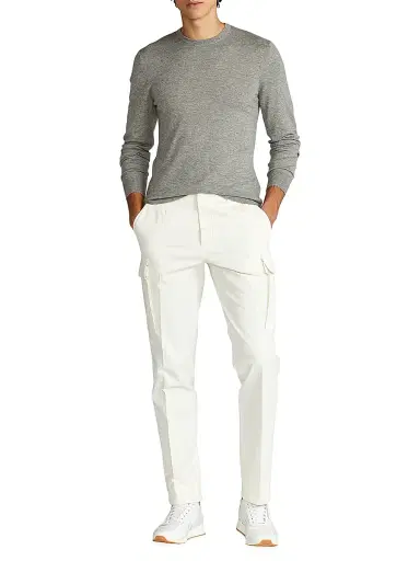 Ralph Lauren Purple Label Men's Purple Label Cashmere Sweater - Classic Light Grey Heather | Thumbnail 2 Ralph Lauren Purple Label Men's Purple Label Cashmere Sweater - Classic Light Grey Heather | Thumbnail 2